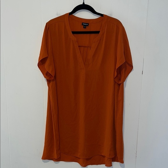 Torrid Women’s Short Sleeve Tunic Sheer Blouse Rust Q26 - Picture 1 of 5